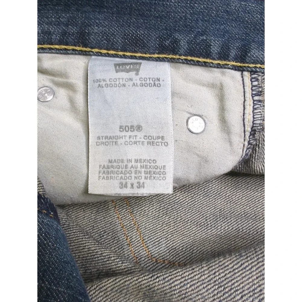Levi's 505 Faded Jeans Mens 34x34 Straight Bootcut Y2K Grunge Cowboy Denim